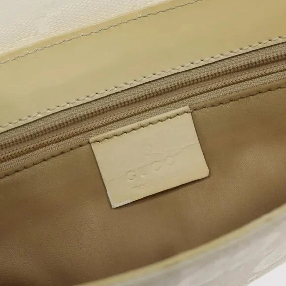 GUCCI GG Canvas Shoulder Bag Beige Silver 001